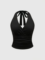Valeria Halterneck Lace-Up Knit Top