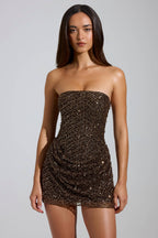 Valetti Giaro | Amalina Chevron Glitter Beaded Mini Dress