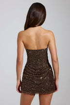 Valetti Giaro | Amalina Chevron Glitter Beaded Mini Dress