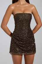 Valetti Giaro | Amalina Chevron Glitter Beaded Mini Dress