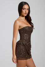 Valetti Giaro | Amalina Chevron Glitter Beaded Mini Dress