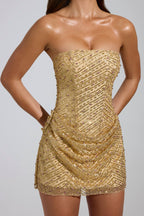 Valetti Giaro | Amalina Chevron Glitter Beaded Mini Dress