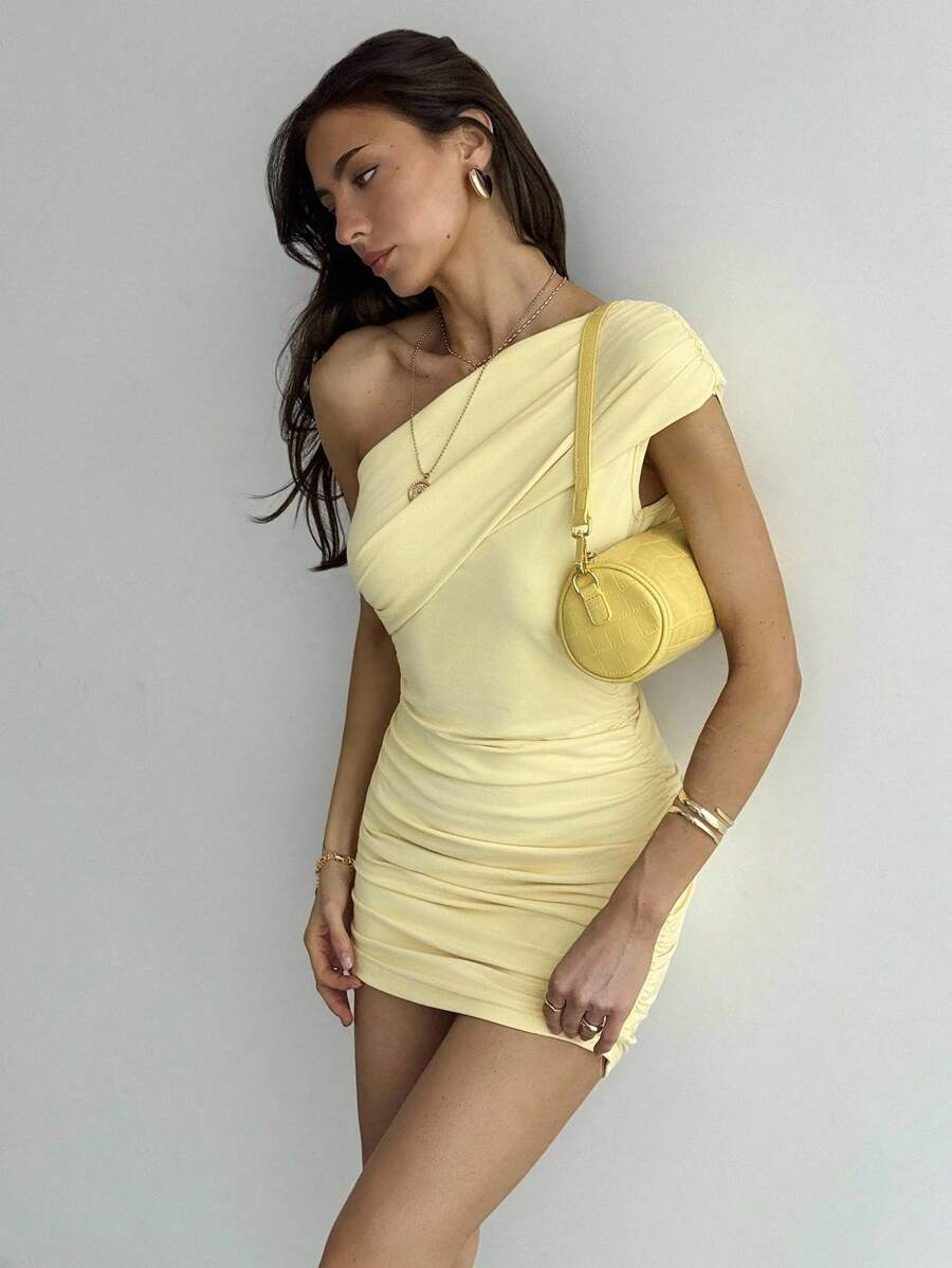 Valetti Giaro | Evy One-Shoulder Pleated Mini Dress