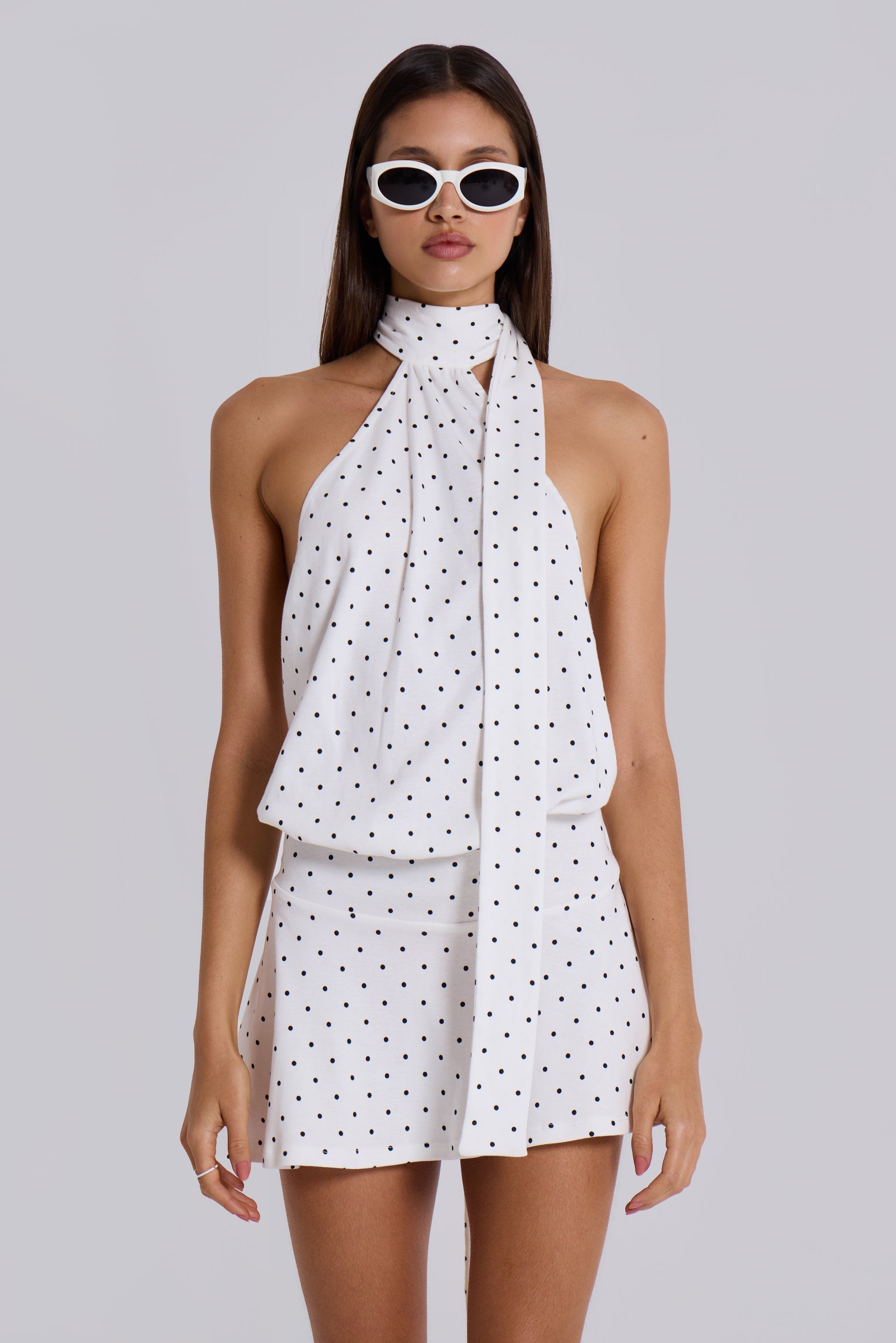 Valetti Giaro | Dominique Polka Dot Asymmetric Mini Dress
