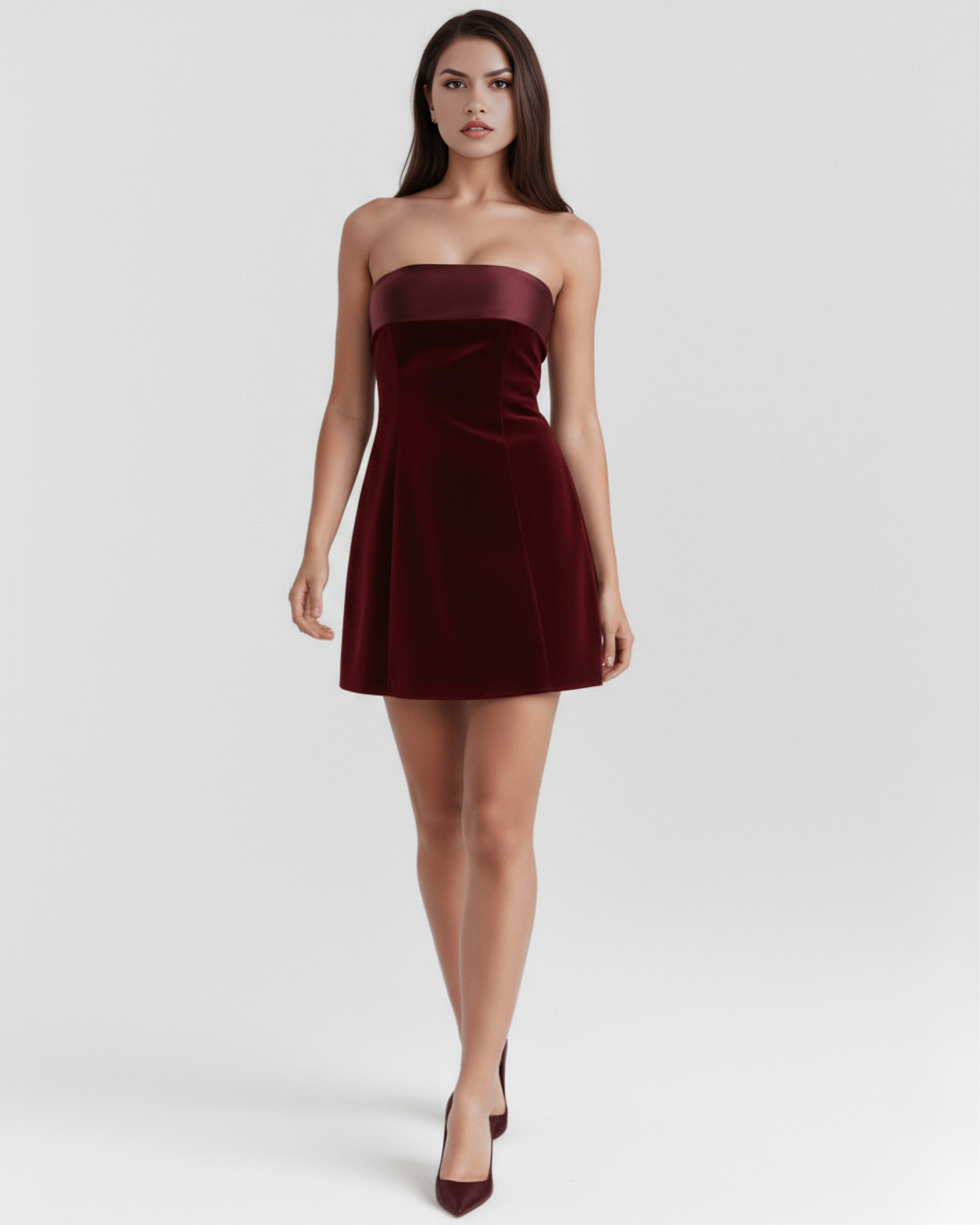 Valetti Giaro | Marise Velvet-Feel Strapless Mini Dress