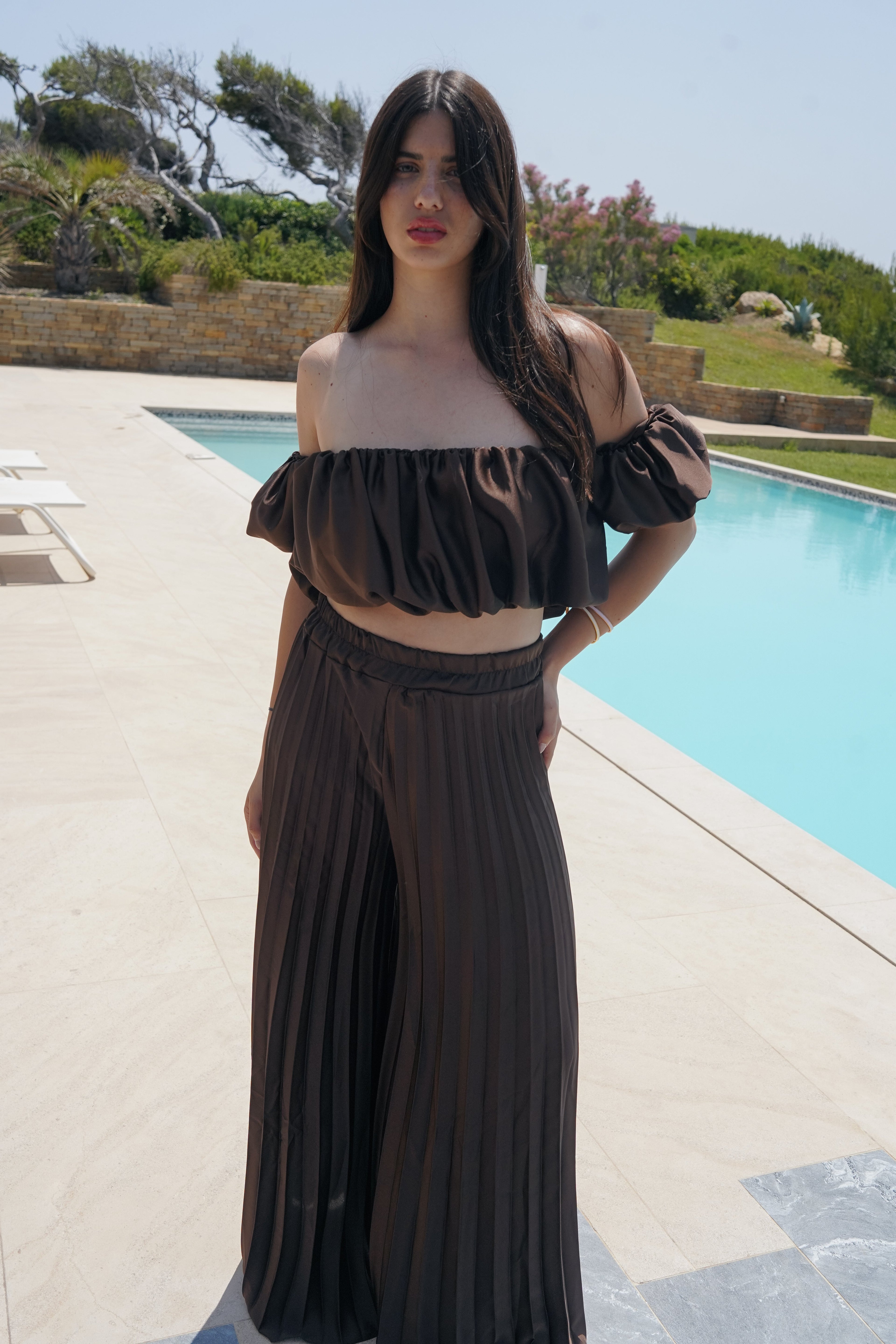 Valetti Giaro | Selene Satin Pleated Set