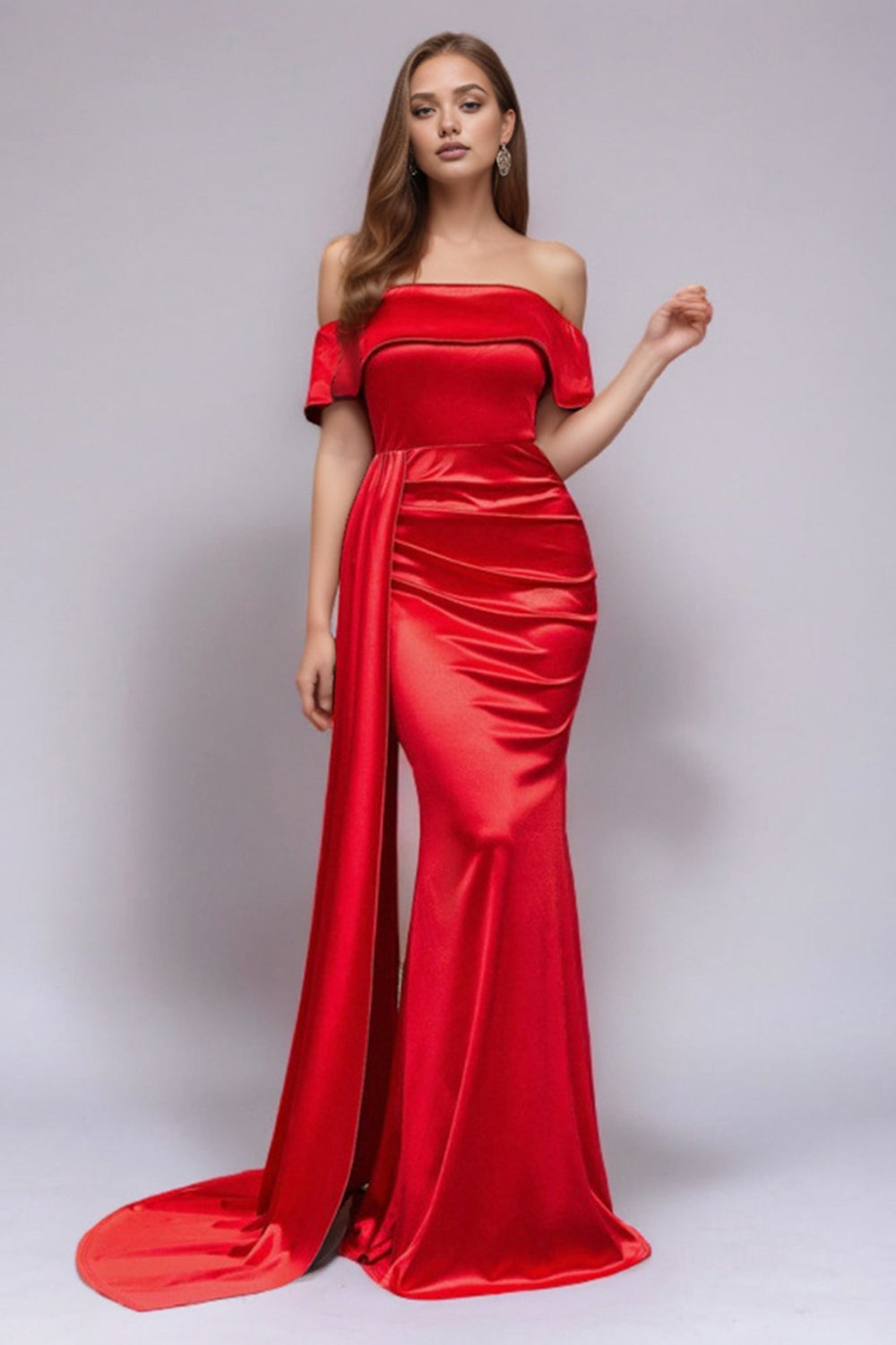 Van Laren | Amalia Off-Shoulder Zijdeglans Jurk