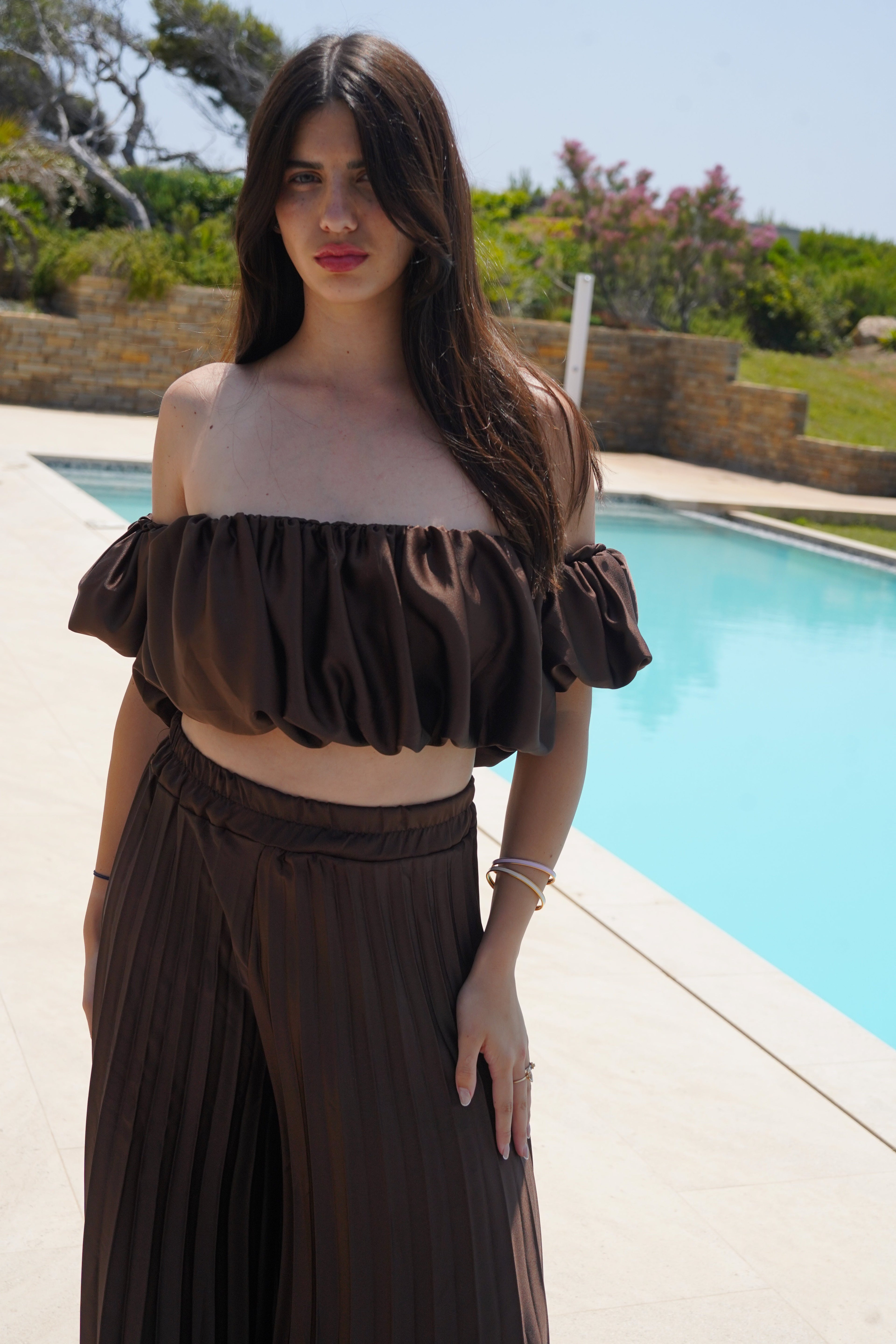 Valetti Giaro | Selene Satin Pleated Set