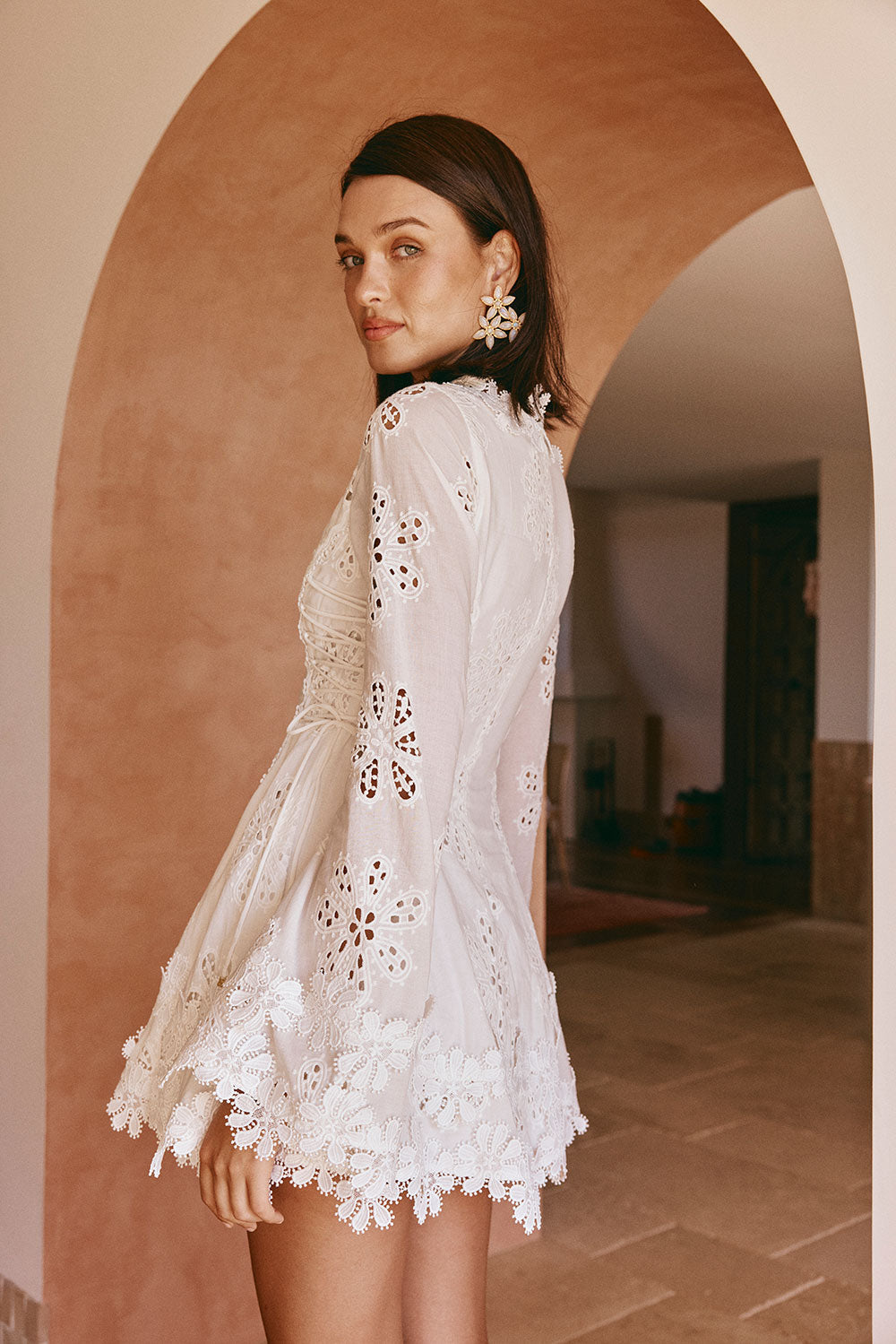 Valetti Giaro | Fiene Embroidered Cotton Lace Mini Dress