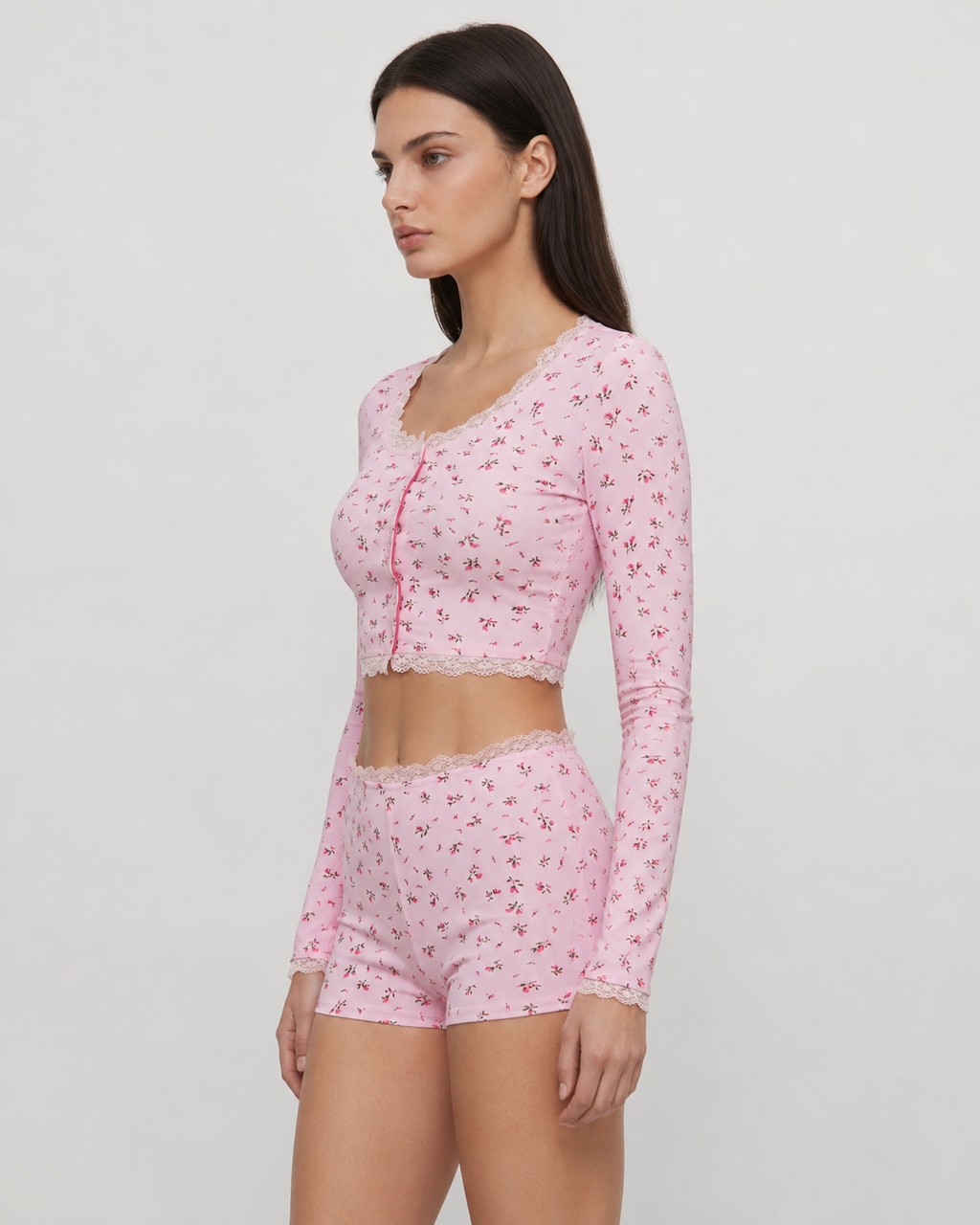 Set de pijama cu imprimeu floral Soft Girl