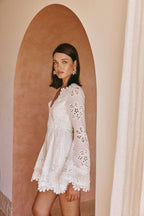 Valetti Giaro | Fiene Embroidered Cotton Lace Mini Dress