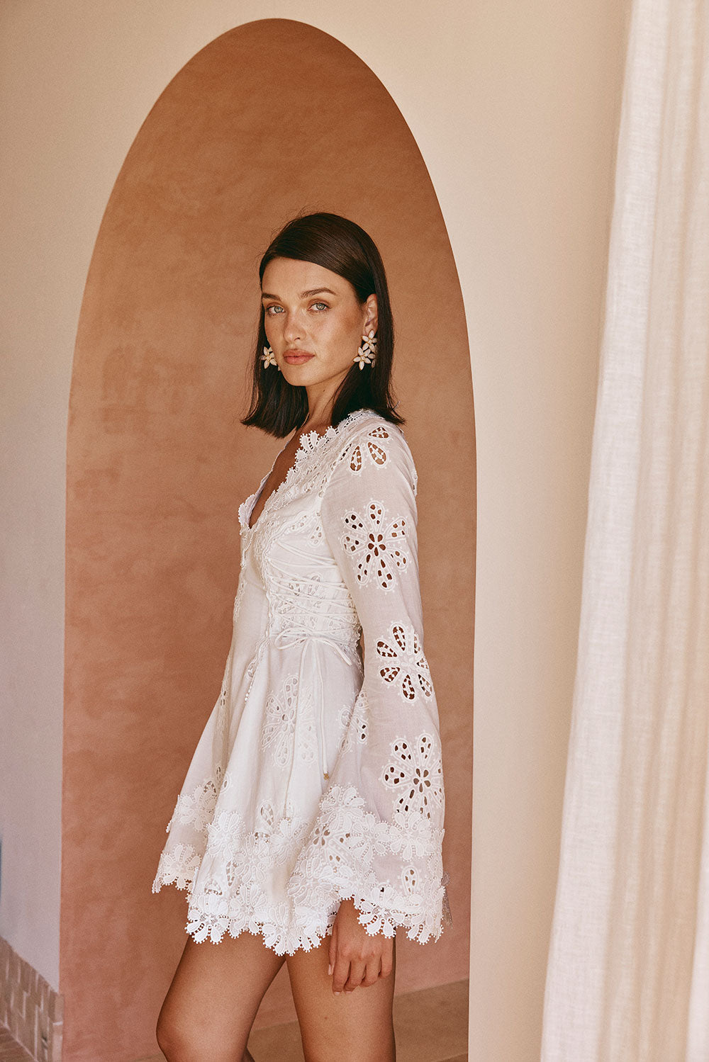 Valetti Giaro | Fiene Embroidered Cotton Lace Mini Dress