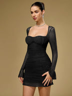 Valetti Giaro | Lucy Glitter Ruched Mesh Mini Dress