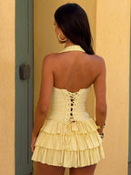 Valetti Giaro | Solaya Halter Ruffle Mini Dress