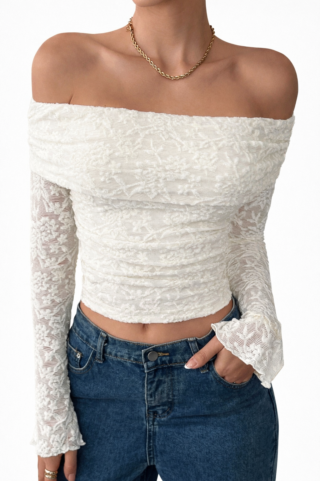 Isabella Off-Shoulder Frill Knit Top