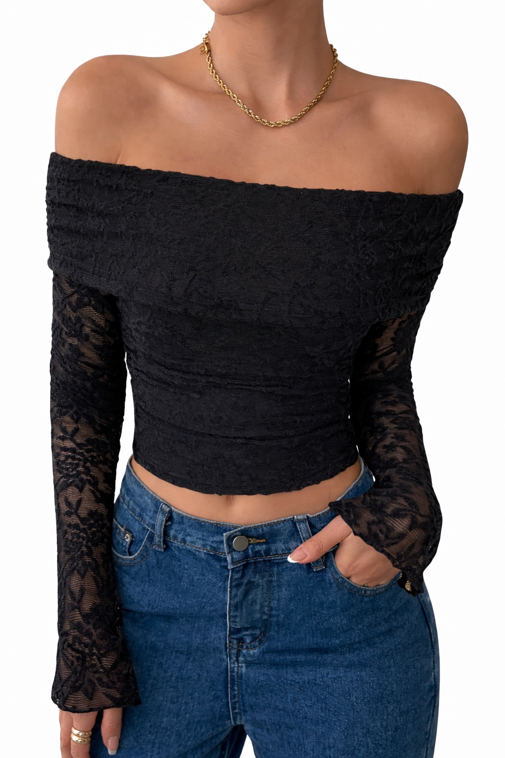 Isabella Off-Shoulder Frill Knit Top
