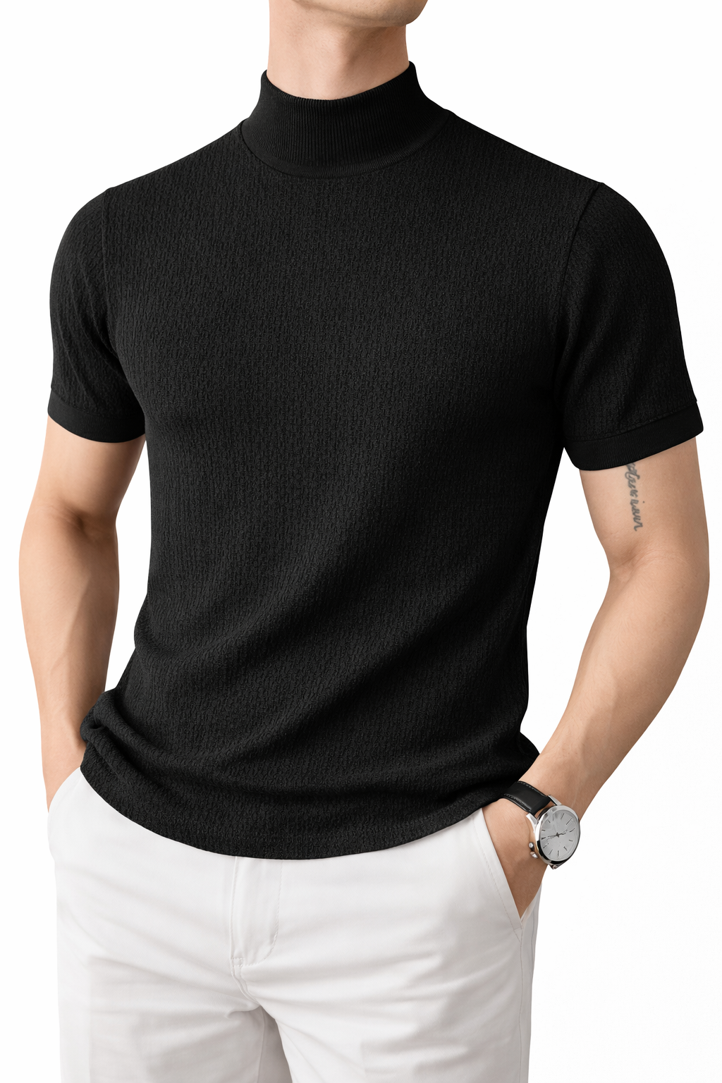 Luca High-Neck Slim Knit Top