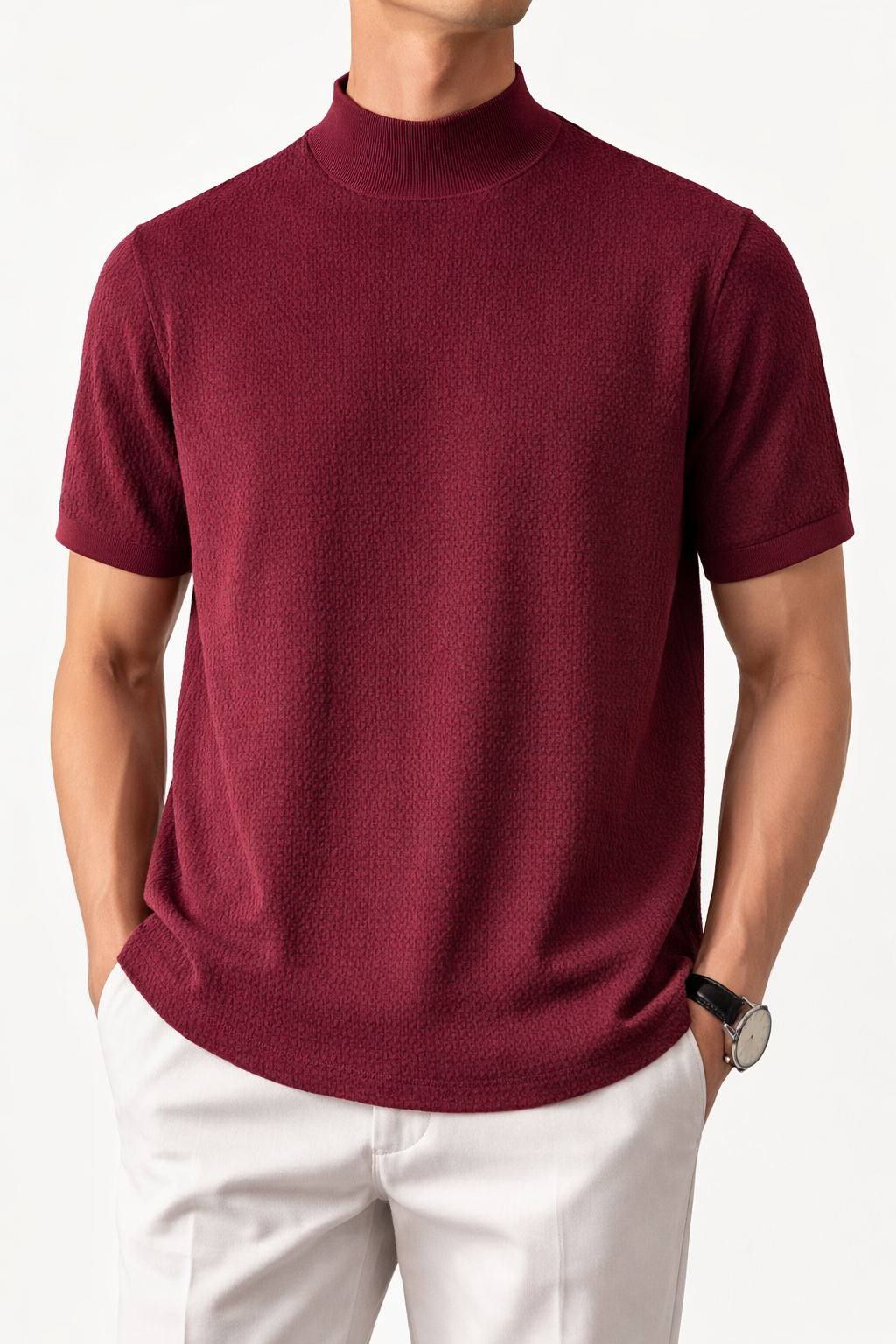 Luca High-Neck Slim Knit Top