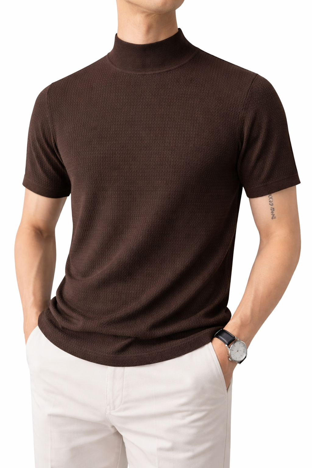 Luca High-Neck Slim Knit Top