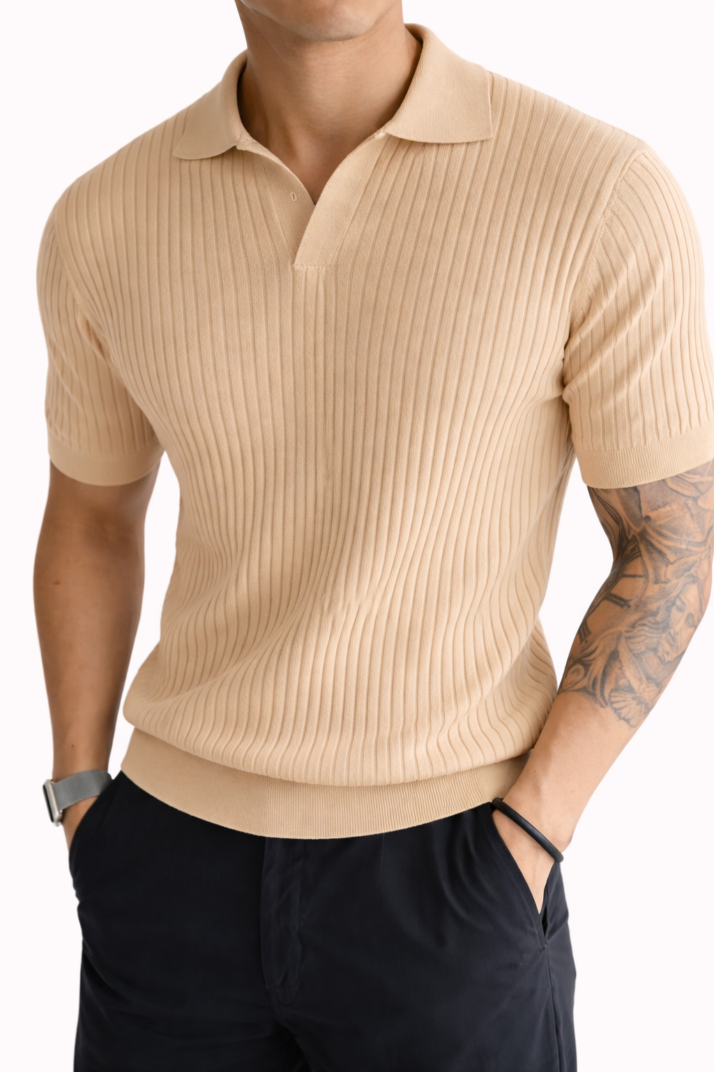 Luca Lapel Knit Polo