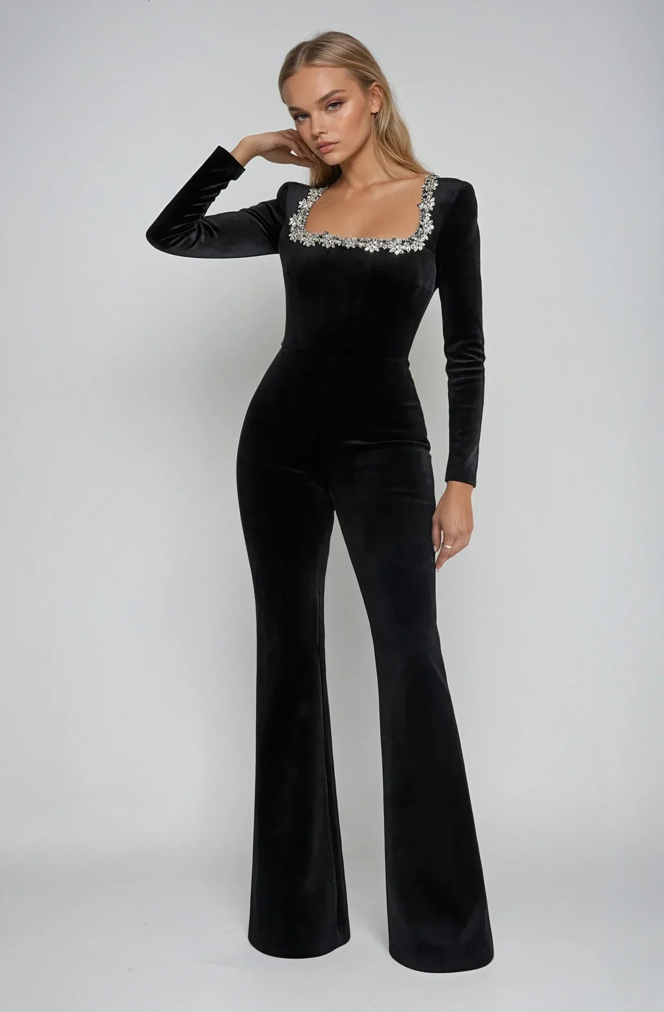 Valetti Giaro | Valentina Velvet Straight-Leg Jumpsuit