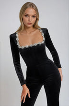 Valetti Giaro | Valentina Velvet Straight-Leg Jumpsuit