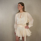 Valetti Giaro | Nova Pleated Long-Sleeve Skirted Romper Dress