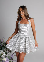 Valetti Giaro | Lorena Polka Dot Drop-Waist Mini Dress