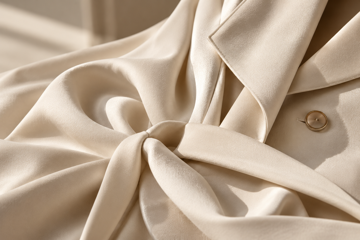 Luxury fashion garment in soft neutral tones