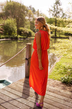 Valetti Giaro | Noa Draped Waist Split Midi Dress
