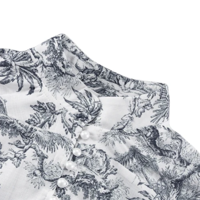Valetti Giaro | Pleated Puff-Sleeve Summer Dress