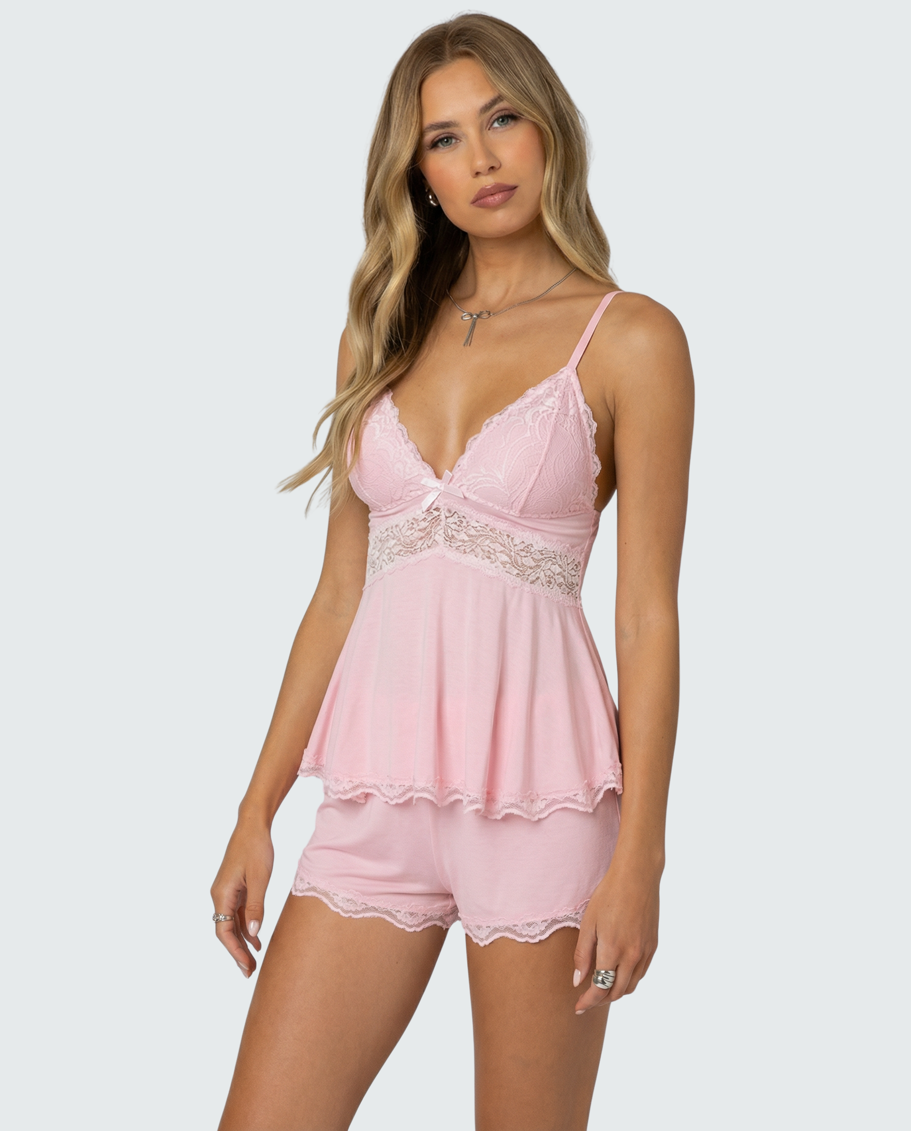 Anne - Zijdezacht Kanten Pyjama Set