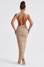 Valetti Giaro | Selena Textured Open-Back Midi Dress