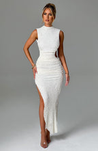 Valetti Giaro | Selena Textured Open-Back Midi Dress