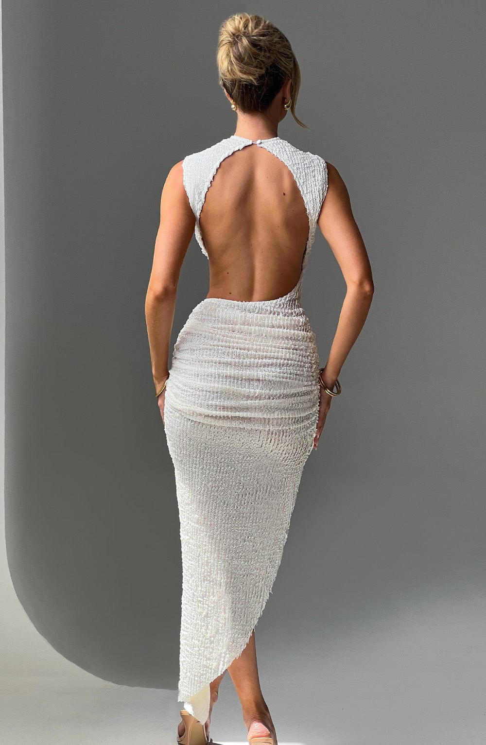 Valetti Giaro | Selena Textured Open-Back Midi Dress