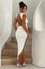Valetti Giaro | Selena Textured Open-Back Midi Dress