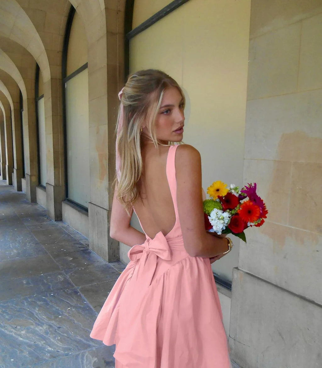Valetti Giaro | Elisha Open-Back Bow Mini Dress