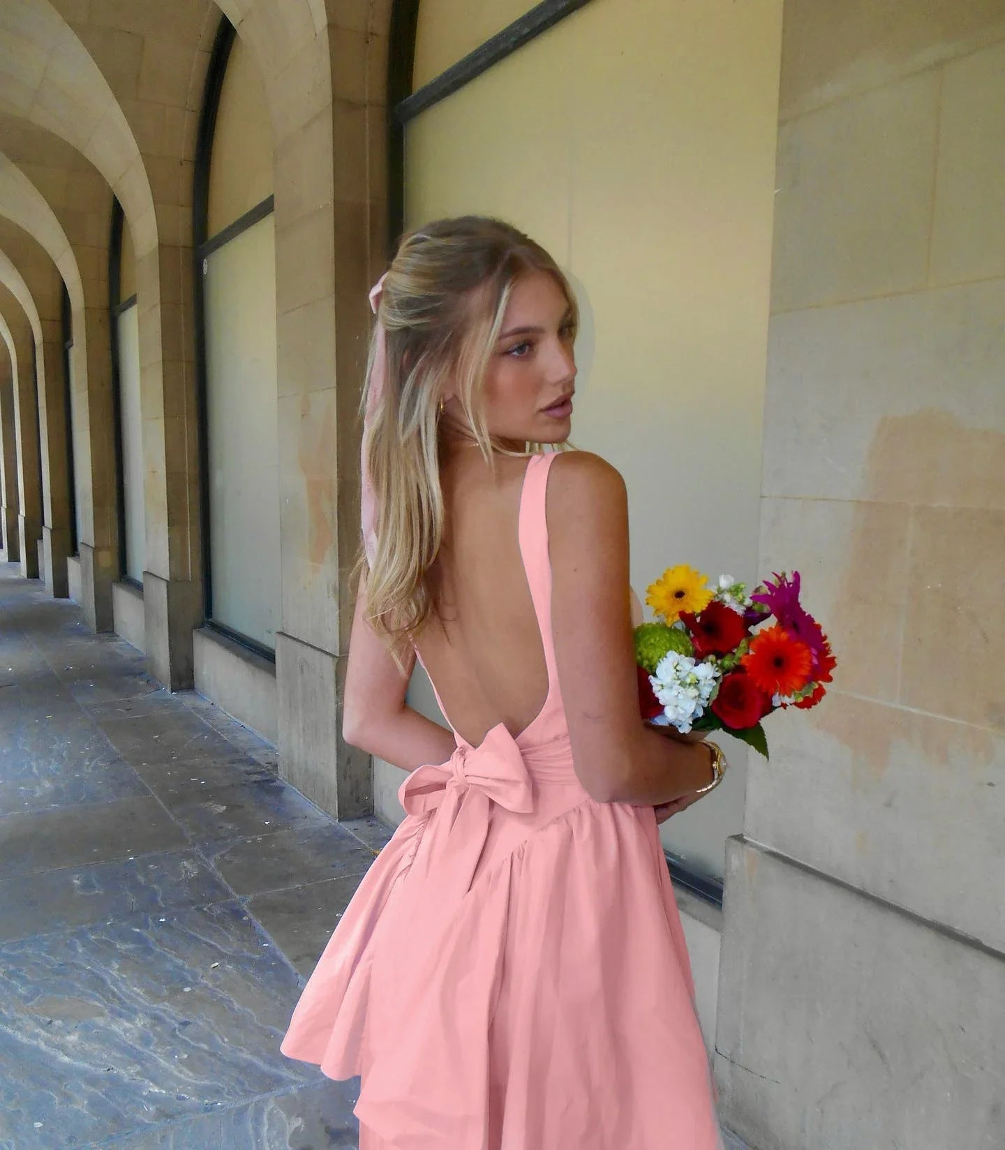 Valetti Giaro | Elisha Open-Back Bow Mini Dress