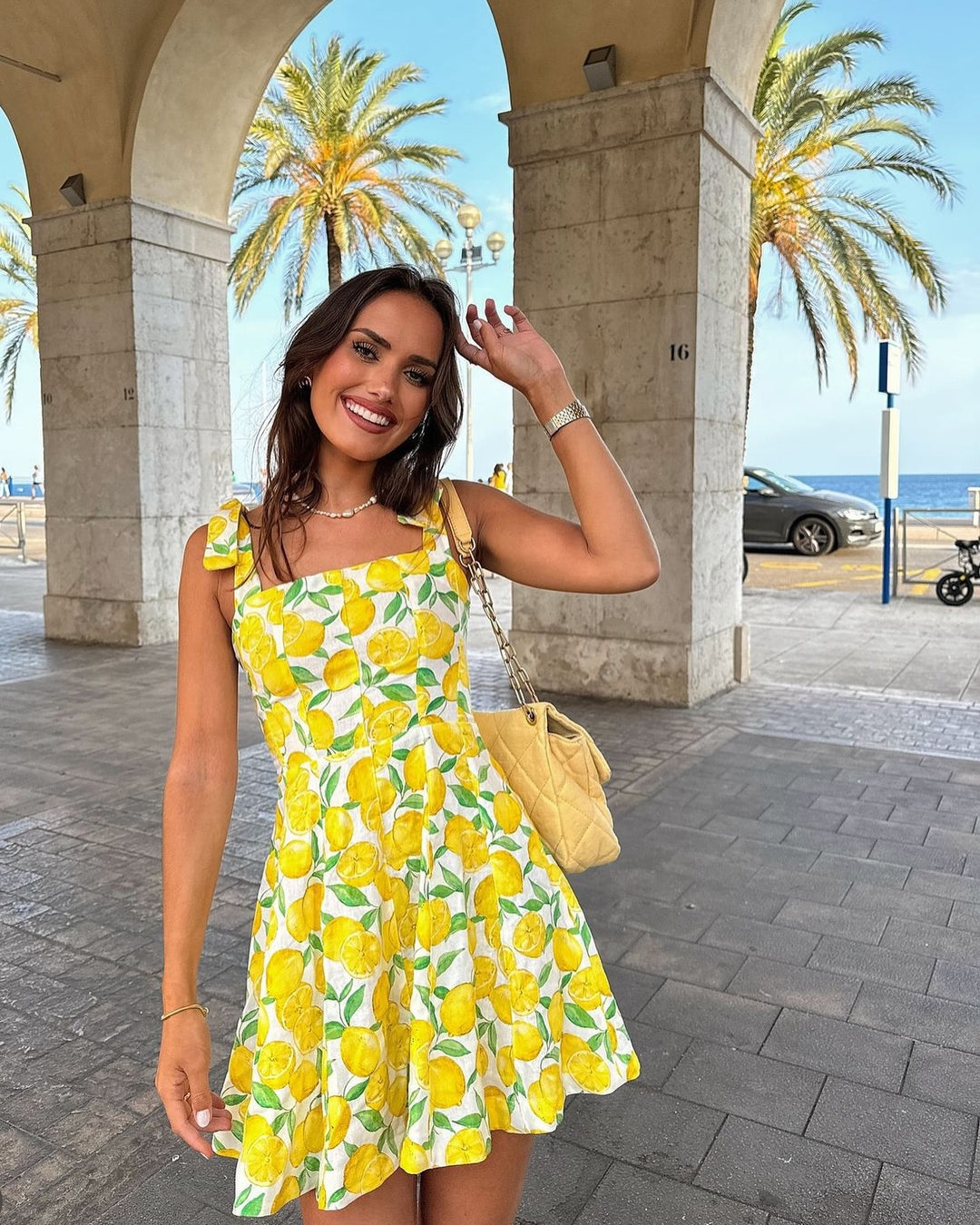 Valetti Giaro | Solina Lemon Print A-Line Summer Dress