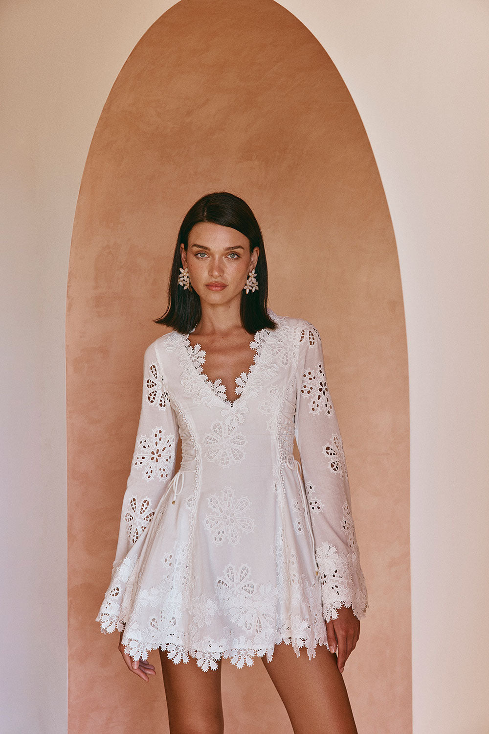 Valetti Giaro | Fiene Embroidered Cotton Lace Mini Dress