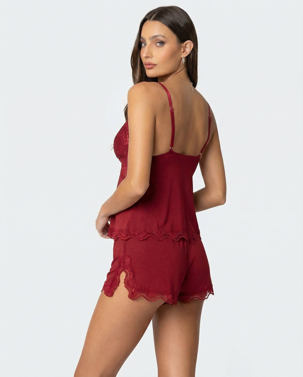 Anne - Zijdezacht Kanten Pyjama Set
