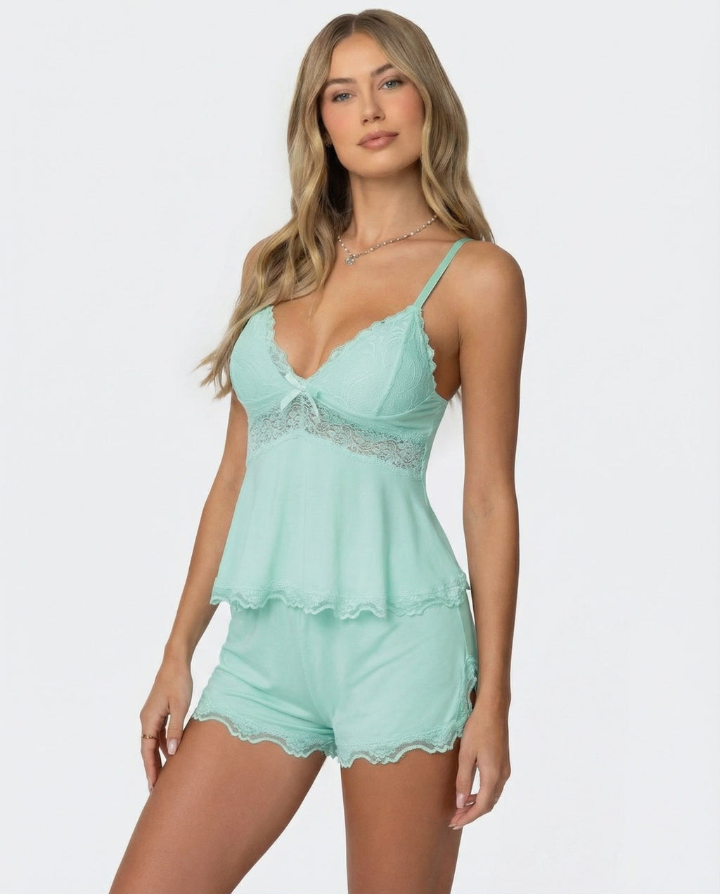 Anne - Zijdezacht Kanten Pyjama Set
