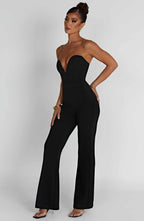 Valetti Giaro | Lois Strapless Wide-Leg Crepe Jumpsuit