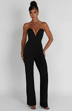 Valetti Giaro | Lois Strapless Wide-Leg Crepe Jumpsuit