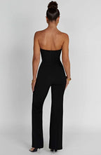 Valetti Giaro | Lois Strapless Wide-Leg Crepe Jumpsuit