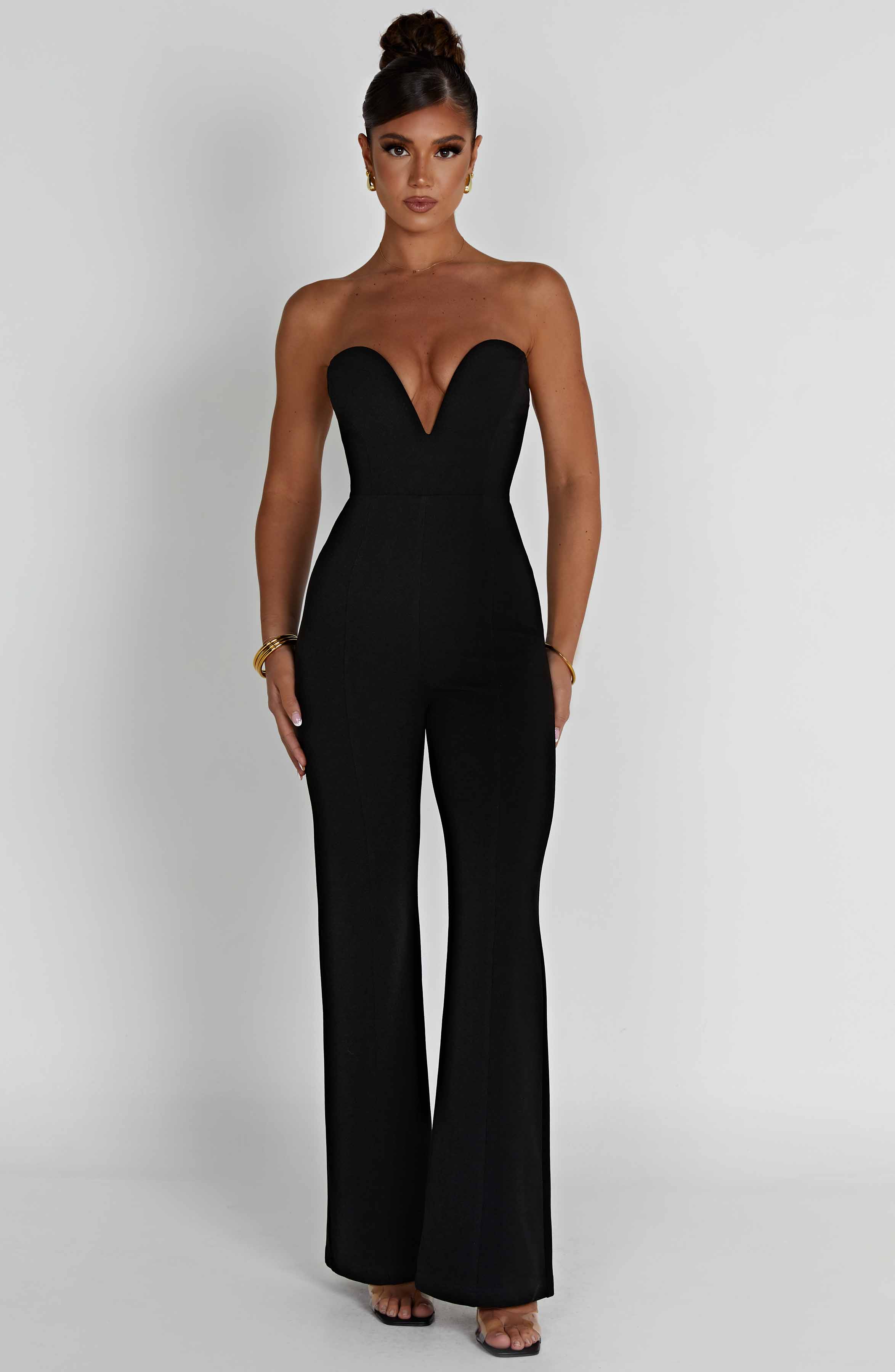 Valetti Giaro | Lois Strapless Wide-Leg Crepe Jumpsuit