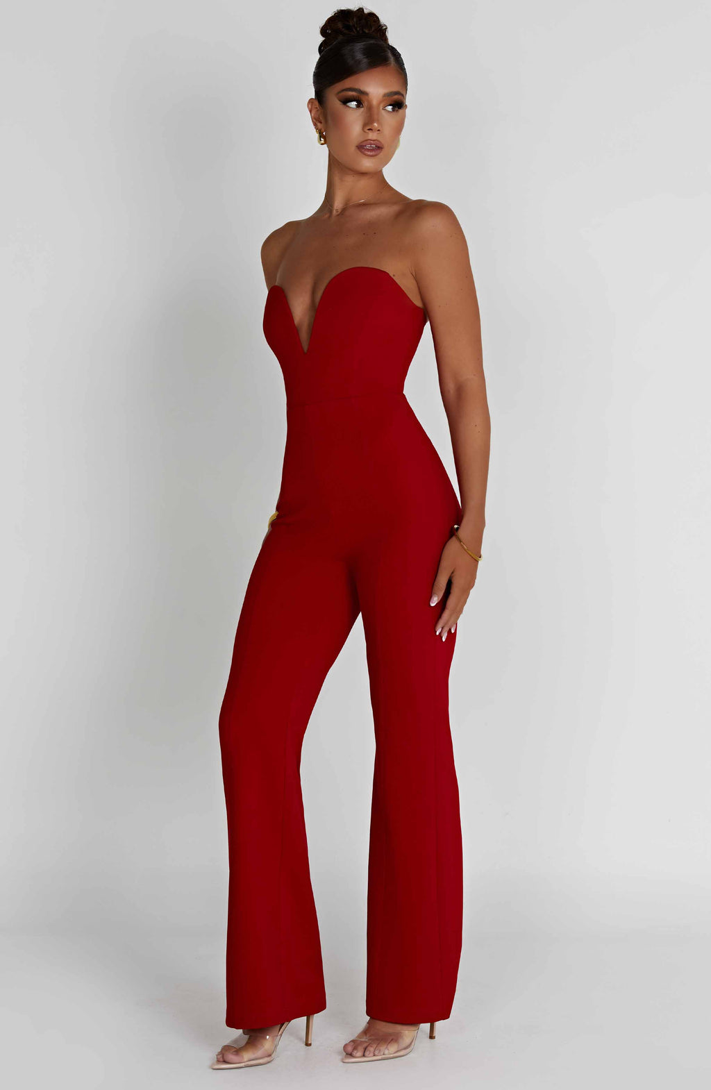Valetti Giaro | Lois Strapless Wide-Leg Crepe Jumpsuit