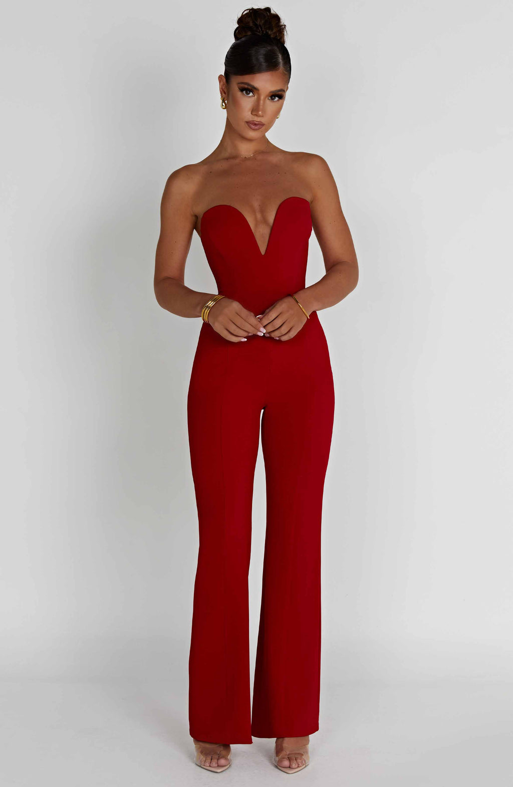 Valetti Giaro | Lois Strapless Wide-Leg Crepe Jumpsuit