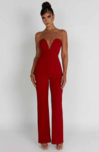 Valetti Giaro | Lois Strapless Wide-Leg Crepe Jumpsuit