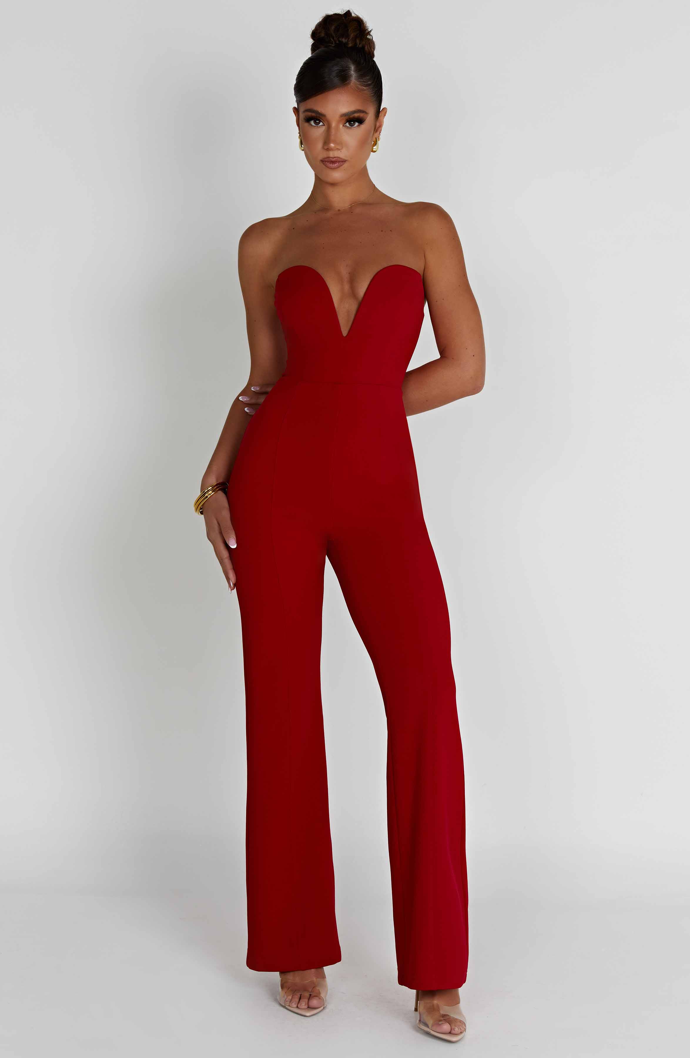 Valetti Giaro | Lois Strapless Wide-Leg Crepe Jumpsuit